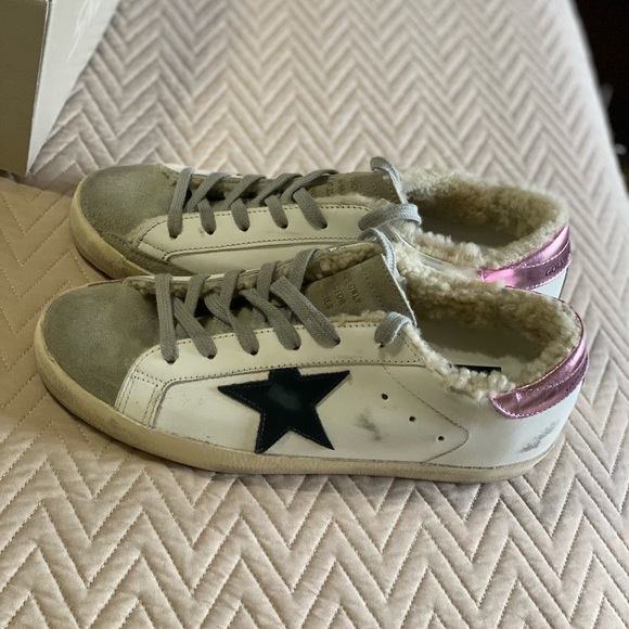 Golden Goose Super-Star Shearling-Lined Leather Sneakers - Picture 9 of 16